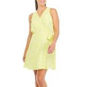 NWT $89 Womens Lemon Geometric  Print Sleeveless Elastic Waist Mini Dress Sz 1X